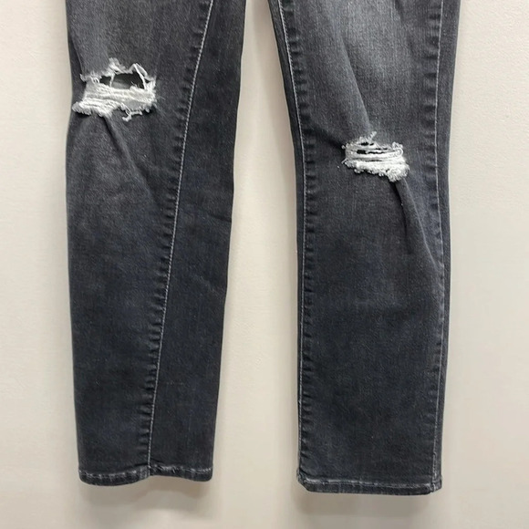 Levi’s 724 High Rise Straight Black Wash Denim Jeans Distressed Knees 26 - Picture 3 of 15